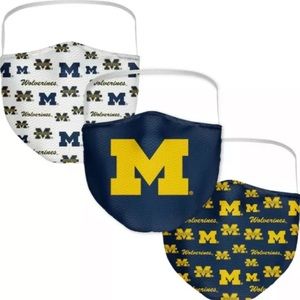 New Michigan Wolverines Fanatics Adult All Over Logo Face Covering 3-Pack